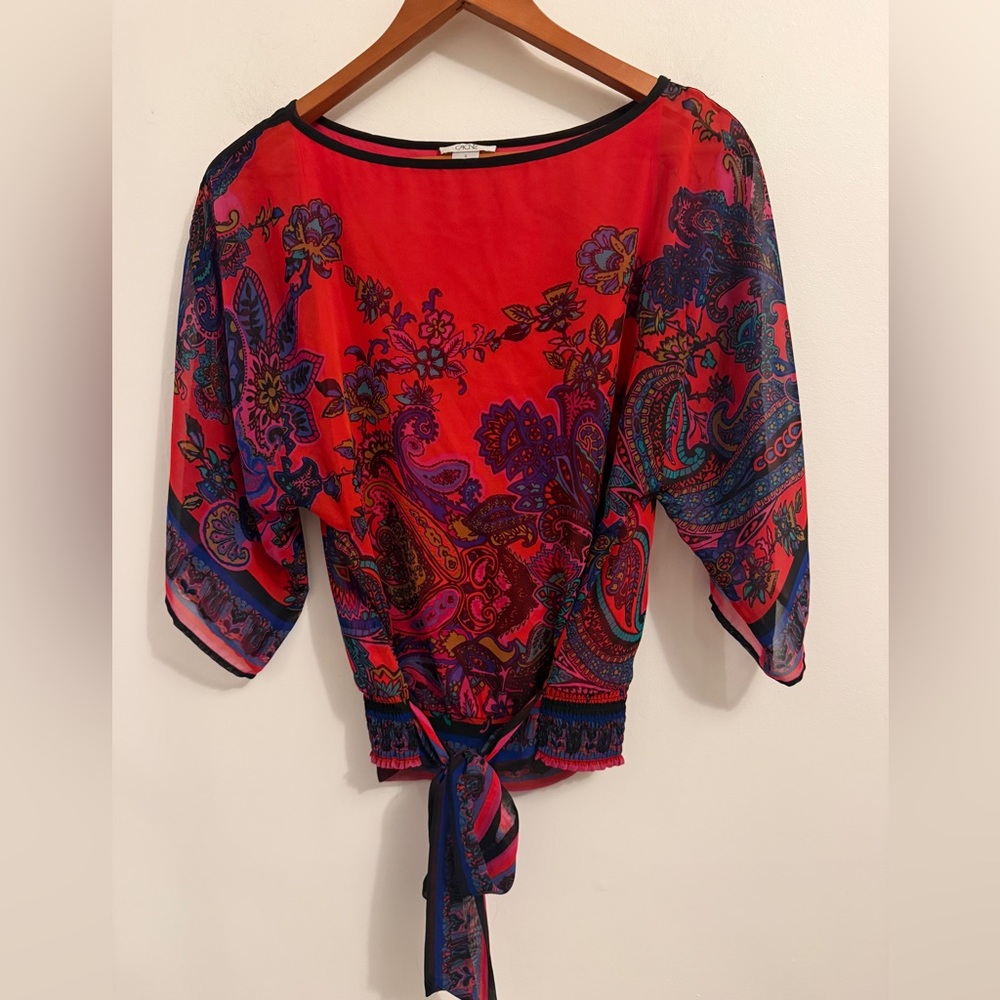 ✨ Cache Vibrant Paisley Tie-Back Blouse – Size Small ✨ - Picture 7 of 11